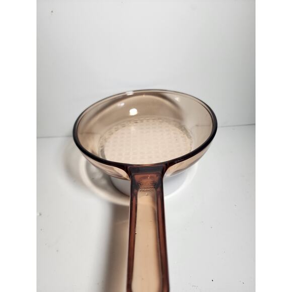 ​🎯 VINTAGE VISIONS Corning France Amber Glass 7" Skillet Waffle Bottom Fry Pan - Picture 5 of 8